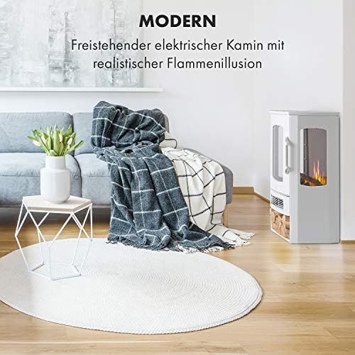  Klarstein Bormio Panorama Electric Fireplace 1000/2000 W Electrical Chimney with 3 Piece Panoramic Viewing Window, Thermostat, Switchable Heating, Overheating Protection, Antique