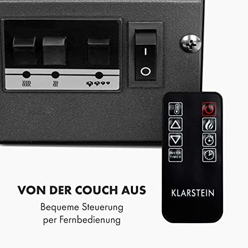  Klarstein Studio 1 Electric Fireplace 1000/2000W LED Flame Illusion Remote Control Thermostat 10 30°C Weekly Timer Open Window Detection Overheating Protection MDF Housing Antique