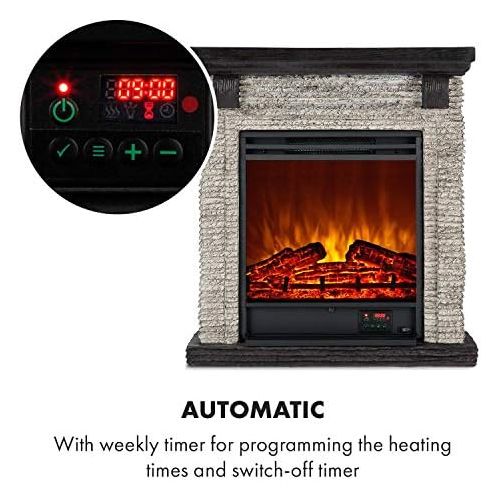  Klarstein Etna Electric Fireplace, Electric Fireplace, 1800 W, 2 Heat Settings: 900/1800 W, with OpenWindow detection, LED flame simulation, connectable heating, 5 brightness level