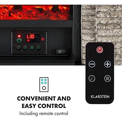  Klarstein Etna Electric Fireplace, Electric Fireplace, 1800 W, 2 Heat Settings: 900/1800 W, with OpenWindow detection, LED flame simulation, connectable heating, 5 brightness level