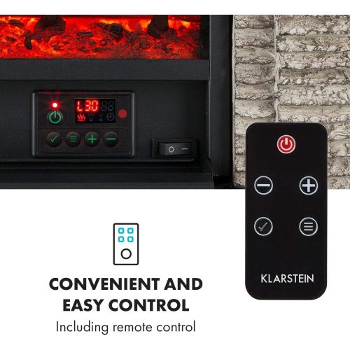  Klarstein Etna Electric Fireplace, Electric Fireplace, 1800 W, 2 Heat Settings: 900/1800 W, with OpenWindow detection, LED flame simulation, connectable heating, 5 brightness level