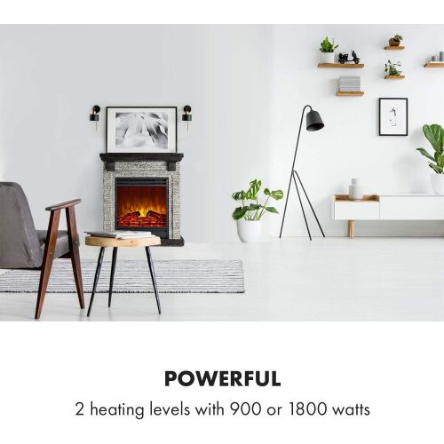  Klarstein Etna Electric Fireplace, Electric Fireplace, 1800 W, 2 Heat Settings: 900/1800 W, with OpenWindow detection, LED flame simulation, connectable heating, 5 brightness level