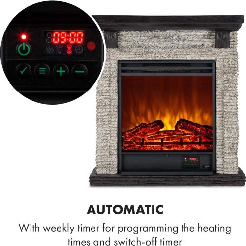  Klarstein Etna Electric Fireplace, Electric Fireplace, 1800 W, 2 Heat Settings: 900/1800 W, with OpenWindow detection, LED flame simulation, connectable heating, 5 brightness level