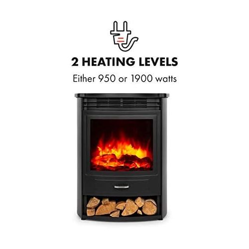  Klarstein Bormio Electric Fireplace with Heating Electric Fireplace, Electric Fireplace, 950/1900 Watt, Thermostat, Switchable Heating Function, Flame Effect, Weekly Timer
