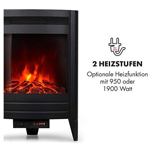  Klarstein Vienna Electric Corner Fireplace, Electric Fireplace with Flame Effect, Electric Fireplace, Switchable Heating Function, 950 or 1900 Watt, Programmable Weekly Timer, Incl