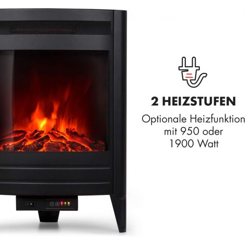  Klarstein Vienna Electric Corner Fireplace, Electric Fireplace with Flame Effect, Electric Fireplace, Switchable Heating Function, 950 or 1900 Watt, Programmable Weekly Timer, Incl