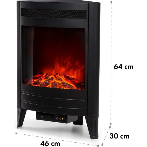  Klarstein Vienna Electric Corner Fireplace, Electric Fireplace with Flame Effect, Electric Fireplace, Switchable Heating Function, 950 or 1900 Watt, Programmable Weekly Timer, Incl