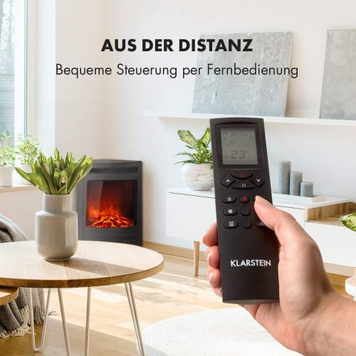  Klarstein Vienna Electric Corner Fireplace, Electric Fireplace with Flame Effect, Electric Fireplace, Switchable Heating Function, 950 or 1900 Watt, Programmable Weekly Timer, Incl