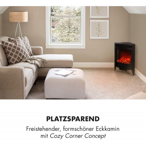  Klarstein Vienna Electric Corner Fireplace, Electric Fireplace with Flame Effect, Electric Fireplace, Switchable Heating Function, 950 or 1900 Watt, Programmable Weekly Timer, Incl