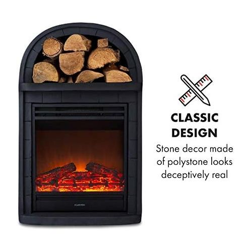  Klarstein Mayrhofen Electric Fireplace, 900/1800 W, 2 Heat Settings, OpenWindow Detection, LED Flame Illusion, Switchable Heating, 5 Brightness Levels, Black