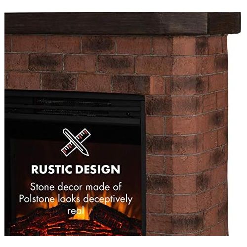  Klarstein Electric Fireplace, Electric Fireplace, 1800 Watt, Flame Effect, Stone Decor, Polystone, Remote Control