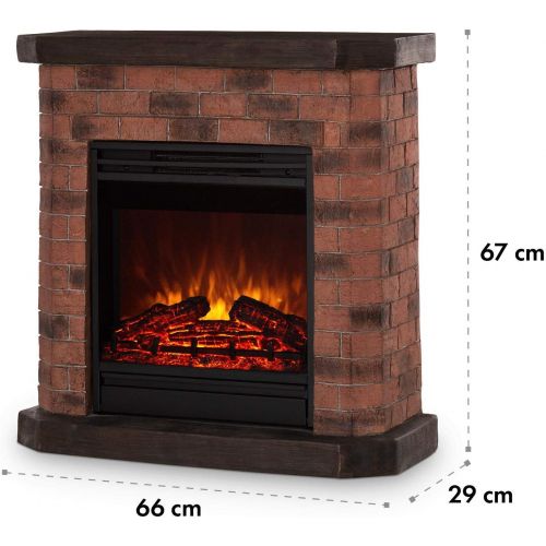  Klarstein Electric Fireplace, Electric Fireplace, 1800 Watt, Flame Effect, Stone Decor, Polystone, Remote Control