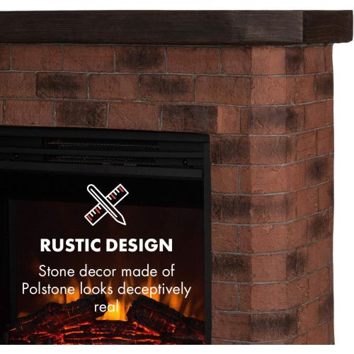  Klarstein Electric Fireplace, Electric Fireplace, 1800 Watt, Flame Effect, Stone Decor, Polystone, Remote Control