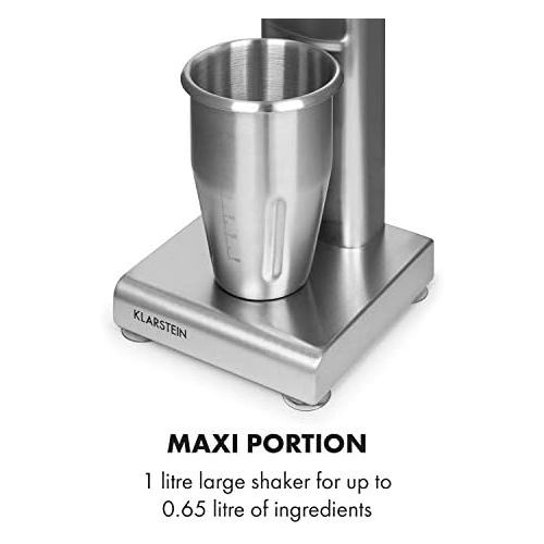  Klarstein Kraftpaket Pro Drink Mixer, 80 Watt, 1 Litre, 2 Levels, 20000 rpm, Stainless Steel Mixer, Milk & Protein Shake, Drink Mixer, Cocktail, Bar Mixer, Gastro, Professional, Si