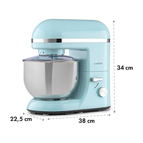  Klarstein Bella Elegance Food Processor Mixer, 1300 W / 1.7 HP in 6 Power Levels with Pulse Function, Planetary Mixing System, 5 L Stainless Steel Bowl