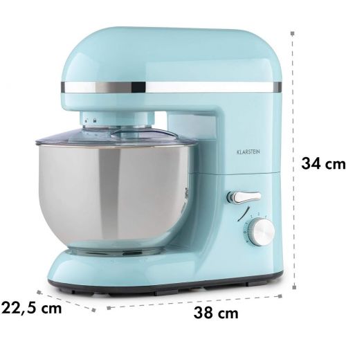  Klarstein Bella Elegance Food Processor Mixer, 1300 W / 1.7 HP in 6 Power Levels with Pulse Function, Planetary Mixing System, 5 L Stainless Steel Bowl