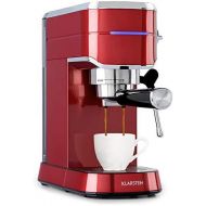 Klarstein Futura Espresso Machine, Portafilter Machine with 1450 Watt, 20 Bar, Barista Quality, Double Spout, Flow Stop, Filter Holder Coffee Machine, Milk Frothing Function, Red