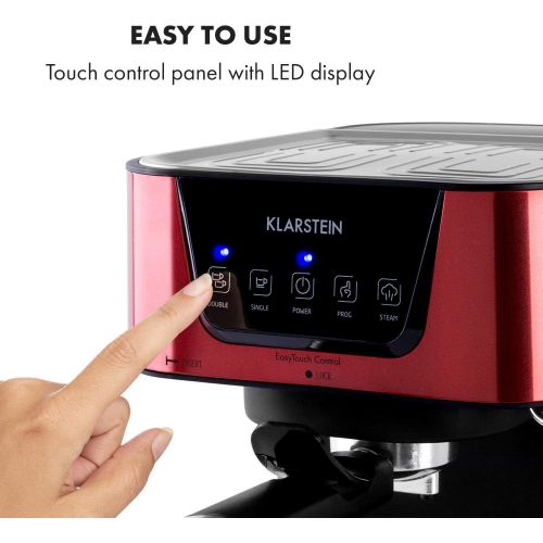  Klarstein Arabica Espresso Machine 1050 Watt, 15 Bar, 1.5 Litre Water Tank, LED Digital Display, Washable Drip Grid, Movable Frothing Nozzle, Removable Water Tank, Stainless Stee