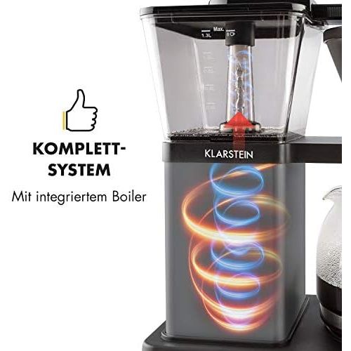  Klarstein GrandeGusto coffee machine with coffee pot ? Filter coffee machine ? coffee machine ? 1690 Watt ? 1.3 litre water tank ? up to 10 cups ? 96°C brewing temperature ? Keep w