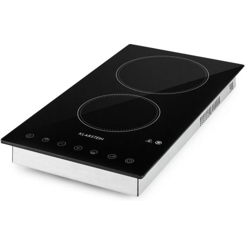  Klarstein VariCook Domino Double Hob Glass Ceramic Hob Halogen Built in Hob 1200 W / 1800 Watt 16/20 cm Diameter 9 Power Levels Timer and Automatic Shut Off Black