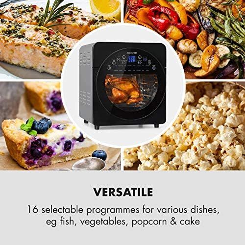  Klarstein AeroVital Easy Touch Hot Air Fryer, Hot Air Oven, Mini Oven, 1700 W, XXL, Volume 14 Litres, 16 Programs, Cool Touch Housing, 60 Minute Timer / 8 Hours for Drying Function