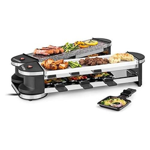  Klarstein tenderloin mini raclette Grill 360° base station, aluminium and hot stone Grill plate.