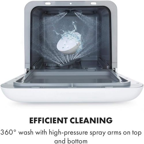  [아마존베스트]Klarstein Aquatica Mini Tabletop Dishwasher, EEC A, 125 kWh/Year, 2 Settings, Freestanding, Installation Free, 360° Wash, 3 Programmes, Touch Control, Water Consumption: 5 Litres,
