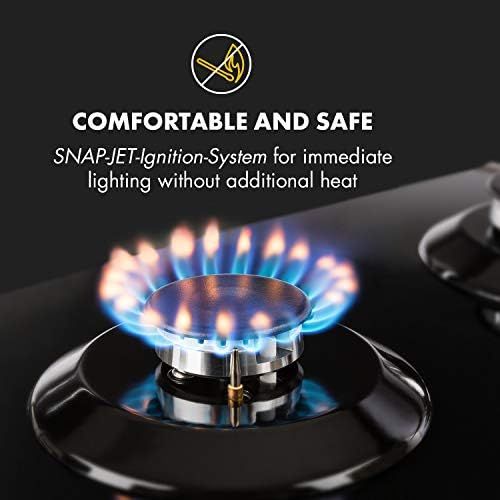  [아마존베스트]Klarstein Ignito Domino Gas Hob 2-Bulb Self-contained 30 cm Built-In Sabaf Burner Natural Gas / Propane Gas Safety Valves Automatic Shut-Off Cast Iron Pot Holder Glass Ceramic Blac