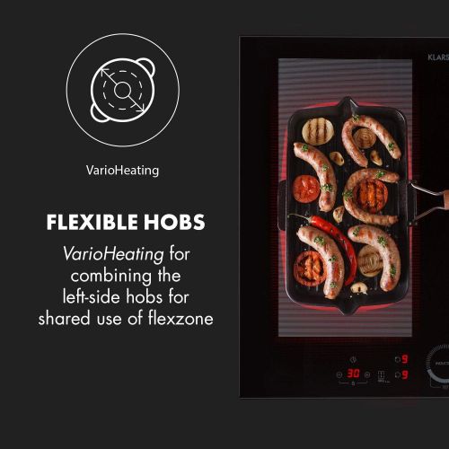  [아마존베스트]Klarstein Delicatessa 60 Hybrid Induction Hob, 60 cm, 7000 Watt, Flexzone Technology, Self-Power, Built-In Hob, 4 Zones, Booster, Pot Detection, Timer, Material: Glass Ceramic, Bla