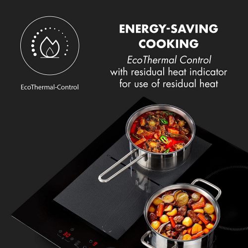  [아마존베스트]Klarstein Delicatessa 60 Hybrid Induction Hob, 60 cm, 7000 Watt, Flexzone Technology, Self-Power, Built-In Hob, 4 Zones, Booster, Pot Detection, Timer, Material: Glass Ceramic, Bla