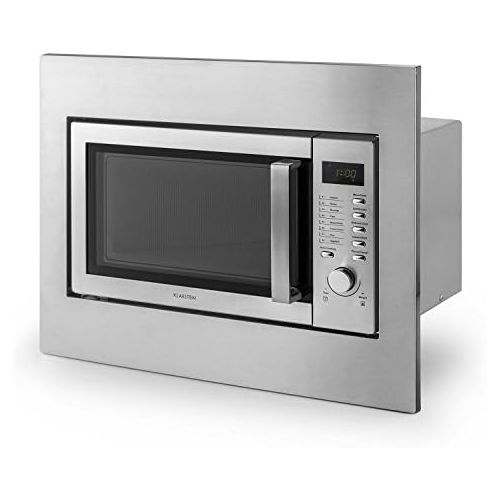  [아마존베스트]Klarstein Steelwave Microwave Oven with Grill, Combination Device, Mounting Frame, 800 W Microwave Power, 1000 W Grill Power, 23 Litre Cooking Space, LCD Display, Timer, Silver