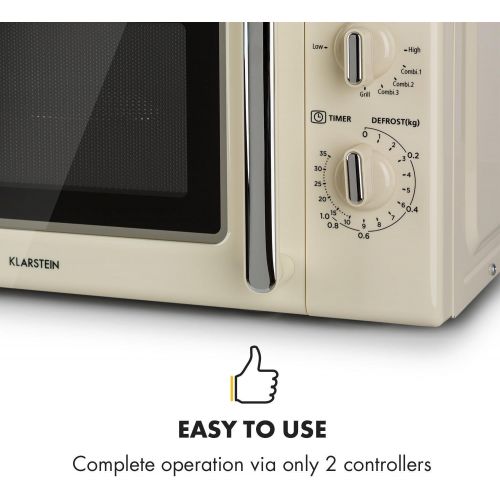  [아마존베스트]Klarstein Caroline Microwave 20L 700/1000 W Diameter 25.5 cm QuickSelect Retro, cream