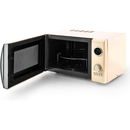 [아마존베스트]Klarstein Fine Dinesty Microwave Oven with Grill Retro Metal Casing 23L Cooking Space 800W Microwave Power 1000W Grill Power Timer 12 Programmes LCD Display Cream