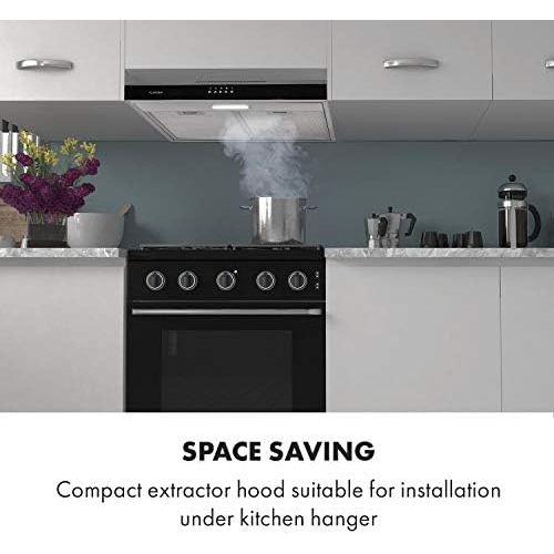  [아마존베스트]Klarstein Contempo  Under-Unit Hood Extractor / Recirculation, Width: 60 cm, Max. Extraction Rate: 175 m³/h, Installation: Wall or Under Cabinet Mounting, Black