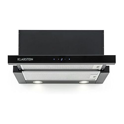  [아마존베스트]Klarstein Vinea Cooker Hood with 610 m³/h Max. Extraction Capacity - Black Edition, Undermount Hood, 60 cm Wide, Exhaust / Recirculation, Lighting, Aluminium Grease Filter, Include