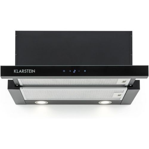  [아마존베스트]Klarstein Vinea Cooker Hood with 610 m³/h Max. Extraction Capacity - Black Edition, Undermount Hood, 60 cm Wide, Exhaust / Recirculation, Lighting, Aluminium Grease Filter, Include