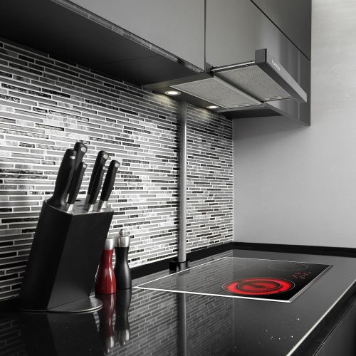  [아마존베스트]Klarstein Vinea Cooker Hood with 610 m³/h Max. Extraction Capacity - Black Edition, Undermount Hood, 60 cm Wide, Exhaust / Recirculation, Lighting, Aluminium Grease Filter, Include