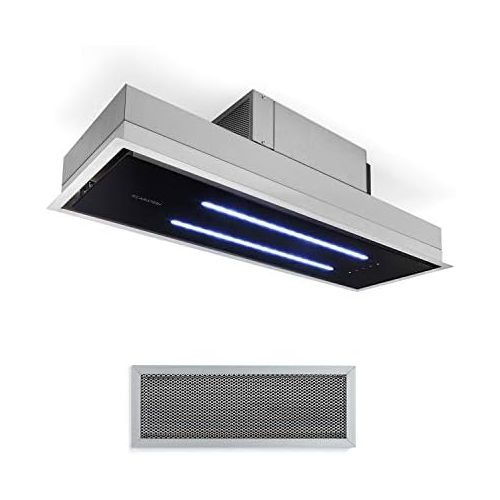  [아마존베스트]Klarstein High Line Recessed Ceiling Hood, 77 cm, Energy Efficiency Class C, 410 m3/h, Recirculation and Extraction, 3 Levels, LED, Remote Control & Activated Carbon Filter, Extrac