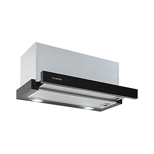  [아마존베스트]Klarstein Viola Extractor Hood, Telescopic Hood, 59.6 cm, 612 m³/h, Energy Efficiency Class: A, Exhaust or Recirculation, Rocker Switch, 2 Switchable LEDs, Wall or Wall Cabinet Mou