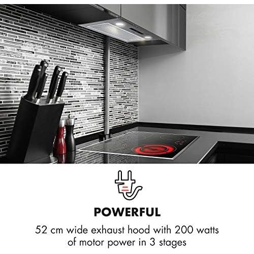  [아마존베스트]Klarstein Paolo Extractor Hood, Energy Efficiency Class A, Fan Building Block, 600 m3/h Extraction Air, 200 W, Aluminium Grease Filter, LED, Touch Control, Stainless Steel, Recircu