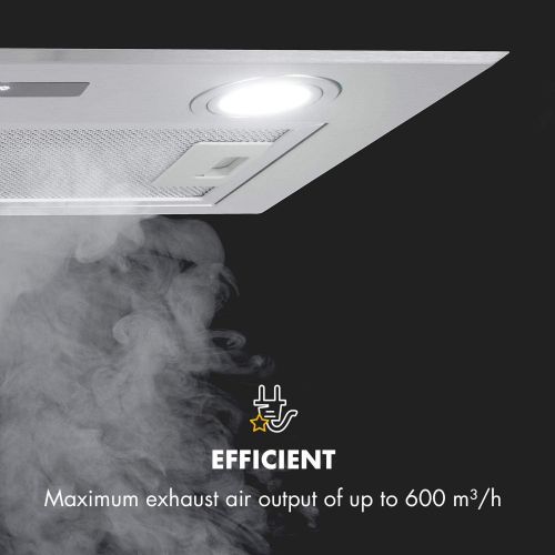  [아마존베스트]Klarstein Paolo Extractor Hood, Energy Efficiency Class A, Fan Building Block, 600 m3/h Extraction Air, 200 W, Aluminium Grease Filter, LED, Touch Control, Stainless Steel, Recircu