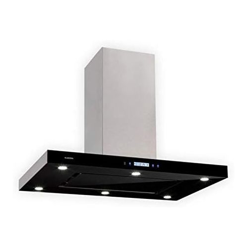  [아마존베스트]Klarstein Valeria Island Extractor Hood 230 W Maximum 650 m3/h 3 Power Levels LED Lighting Touch Panel Glass Stainless Steel Economical PureAmbience Concept Silver