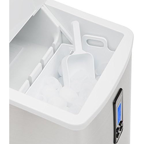  [아마존베스트]Klarstein Mr. Silver Frost Ice Maker (150W, 3.3L Water Tank, 15KG Ice per Day & 3 Ice Cube Sizes) - White/Stainless Steel