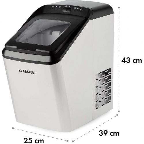  [아마존베스트]Klarstein Partytime Ice Cube Machine 15 kg / 24 h 2 Ice Cube Sizes: S & L, Production Time Only 7 Minutes, 2.9 Litre Water Tank, LC Display, Timer, Self-Cleaning Function, Stainles