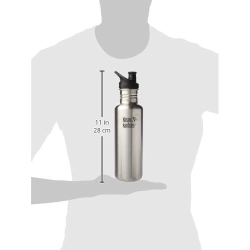  Klean Kanteen Classic Stainless Steel Bottle with Sport Cap, Brushed Stainless - 27oz