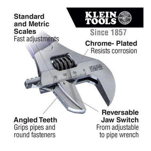  Klein Tools Pipe Wrench,Reversible Jaw,Adjust,10 KLEIN TOOLS D86930
