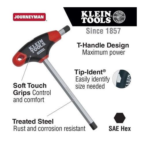  Klein Tools Journeyman T-Handle Hex Key Sets, 10 per set, Hex Tip, Inch, 6 in Blade