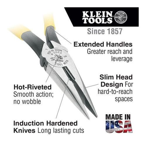  Klein Tools Heavy-Duty Long Nose Pliers, Alloy Steel, 8 716 in