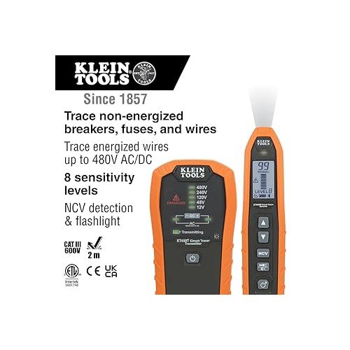  Klein Tools ET450 Advanced Circuit Breaker Finder and Wire Tracer Kit for Energized and Non-Energized Breakers, Fuses, and Wires