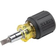 Klein Tools 32561 Multi-Bit Screwdriver / Nut Driver, 6-in-1 Stubby Screwdriver with 2 Phillips, 2 Slotted Bits, 2 Nut Drivers